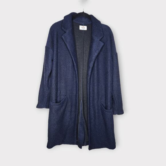 Marine Layer Blue Open Front Knit Cardigan Sweater Coat Pockets Women's Small - Picture 1 of 8